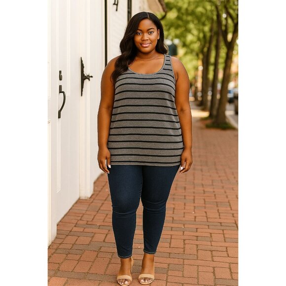 Champion XXL Racerback Tank Top Womens Activewear Gray Black Striped Lightweight - Picture 8 of 8